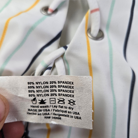 Tavik White Colorful Striped Retro Lace Up Monahan One Piece Swimsuit Size Small - Picture 6 of 8